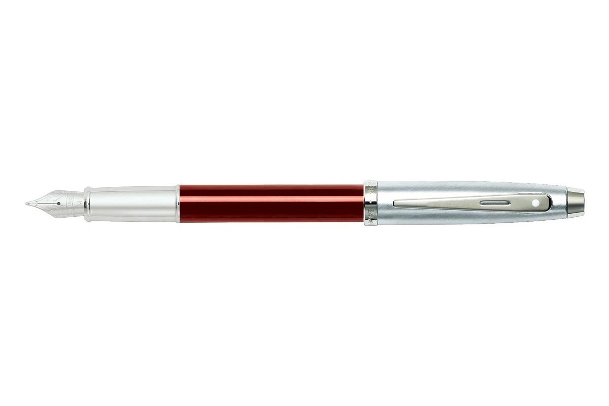 Sheaffer 100 Brushed Chrome Red Vulpen 1 Sheaffer 100 Brushed Chrome Red Vulpen